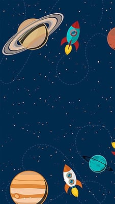 an illustration of a rocket and saturn in space to denote a space theme birthday for kids. 